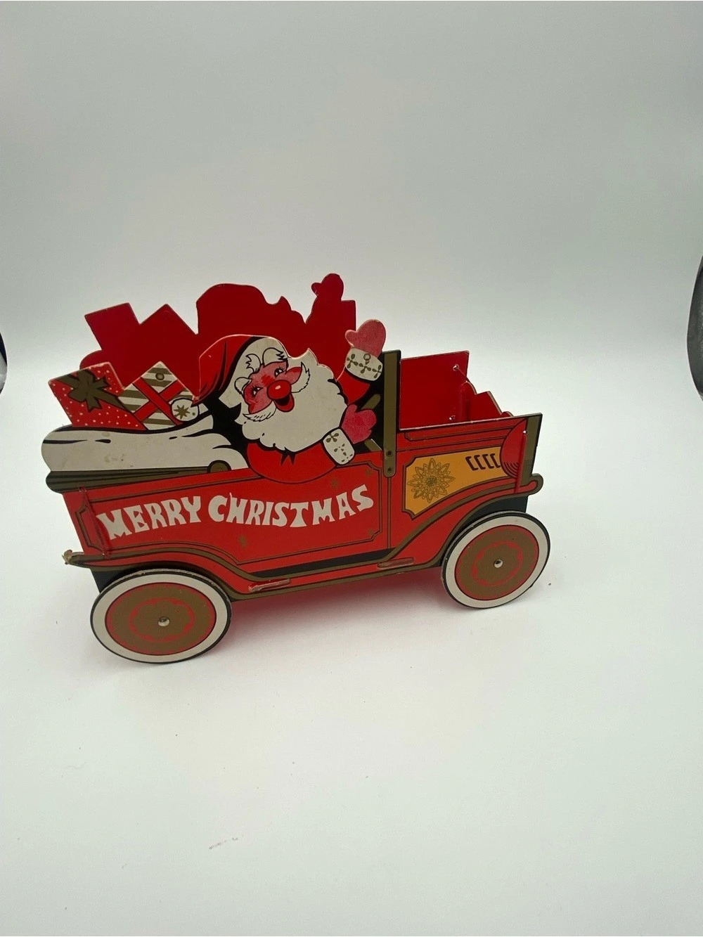 Vintage carbon Santa Christmas Truck Decor Red & White